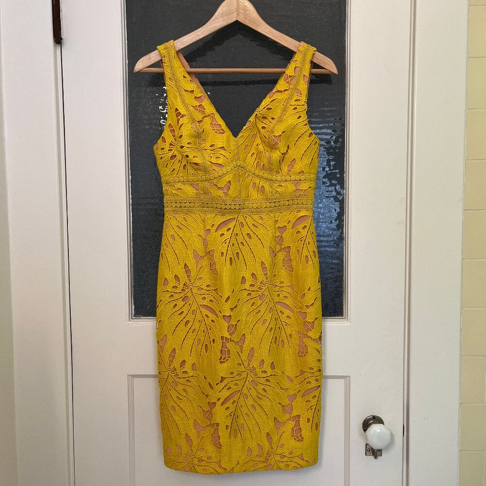 Maeve Yellow Lace Cocktail Dress, Size 2P